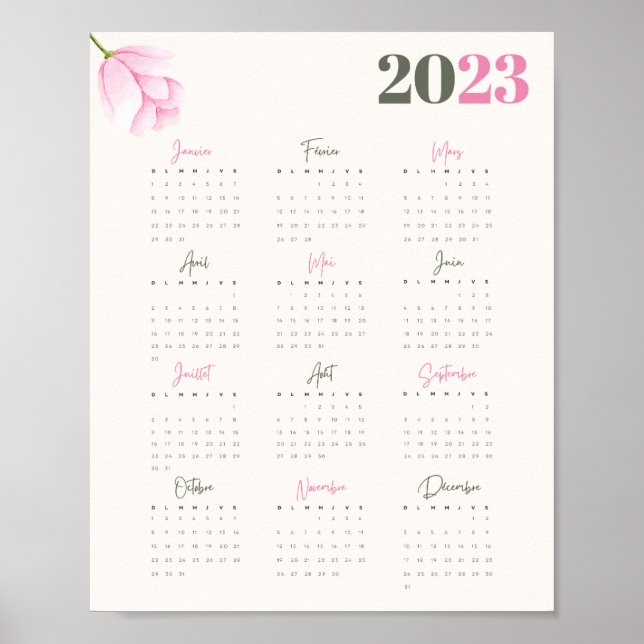 Póster Calendario de Affiche 2023 PIVOINE - FR (Frente)