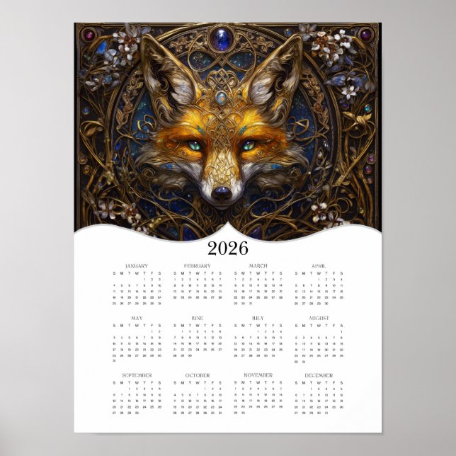 Póster Calendario de Año Completo 2026 de Fantasía de Fox (Frente)
