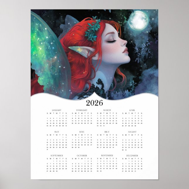 Póster Calendario de Año Completo 2026 de la Fantasía Ver (Frente)