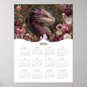 Póster Calendario de Año Completo 2026 del Purple Dragon 