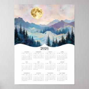 Póster Calendario de Año Completo 2026 Moon Fantasy