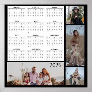 Póster Calendario de Año Completo con Collage de Fotos Pe