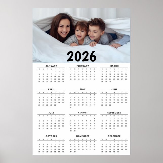 Póster Calendario de Año Completo con Foto Personalizable (Frente)