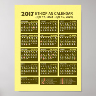 Póster Calendario de Año Nuevo 2024/2025 de Etiopía