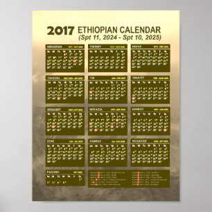 Póster Calendario de Año Nuevo 2024/2025 de Etiopía