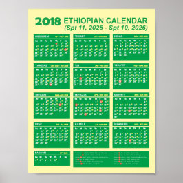 Póster Calendario de Año Nuevo 2025/2026 en Etiopía