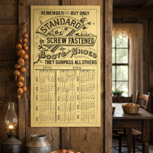 Póster Calendario de anuncios de zapatos y botas de la er