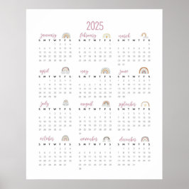 Póster Calendario de arcos de lluvia simple 2025