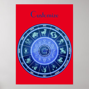 Póster Calendario de astrología del signo solar Zodiac Th