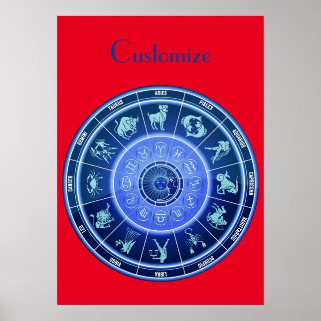 Póster Calendario de astrología del signo solar Zodiac Th (Frente)
