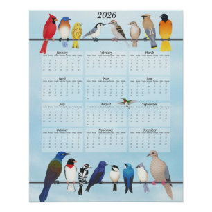 Póster Calendario de aves de corral 2026