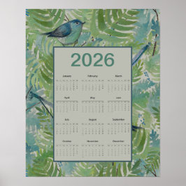 Póster Calendario de Aves de Helechos 2026