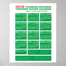 Póster Calendario de ayuno ortodoxo etíope 2018