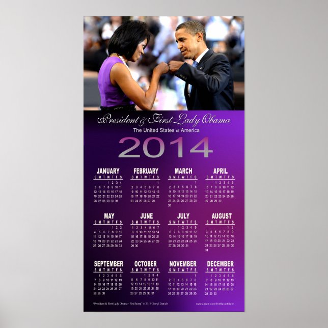Póster Calendario de Barack y Michelle Obama para la prim (Frente)
