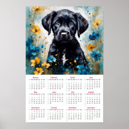 Póster Calendario de Black Lab Puppy 2025