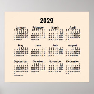Póster Calendario de Blanco Antiguo 2029 por Janz Print