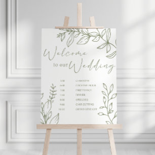 Póster Calendario de Boda de Flores Boho Sage