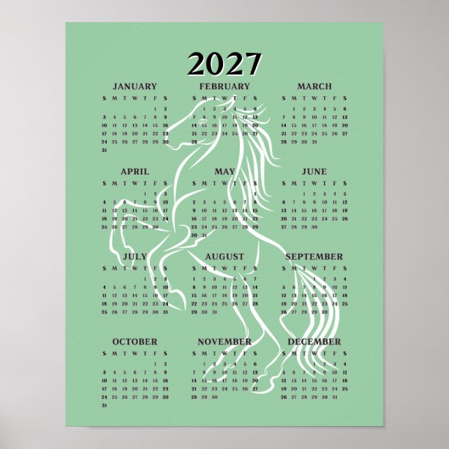 Póster Calendario de Caballo 2027 (Frente)