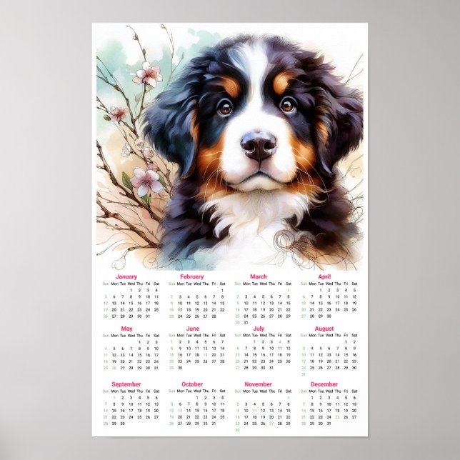 Póster Calendario de Cachorros de Perro de la Montaña de  (Frente)