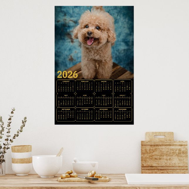 Póster Calendario de Caniche Miniatura 2026 (Cocina)