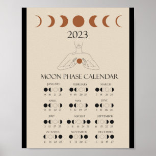 Póster Calendario de Ciclos Lunares Modernos Fases Lunare