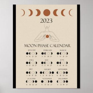 Póster Calendario de Ciclos Lunares Modernos Fases Lunare
