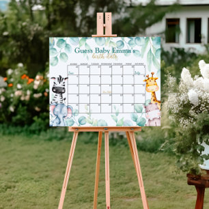 Póster Calendario de cita de Safari Baby Shower Adivinar