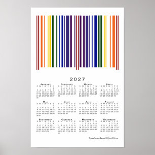 Póster Calendario de código de barras de doble arcoíris 2