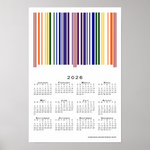 Póster Calendario de códigos de barras arcoiris dobles 20