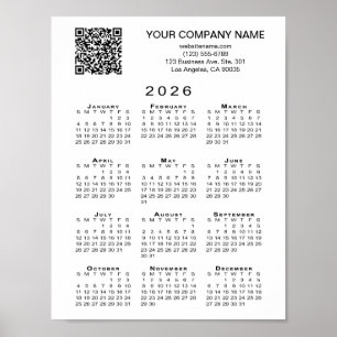 Póster Calendario de códigos QR para empresas personaliza