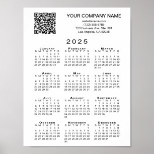 Póster Calendario de códigos QR para empresas personaliza
