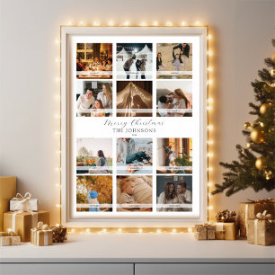 Póster Calendario de Collage de 12 Fotos Navideñas