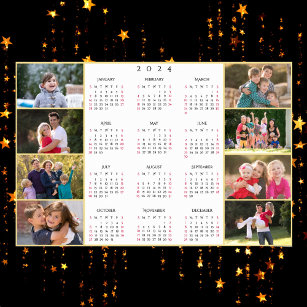 Póster Calendario de Collage de fotos familiar personaliz