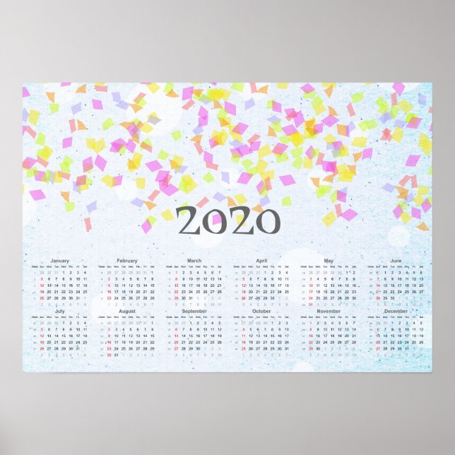 Póster Calendario de Confeti 2020 (Frente)