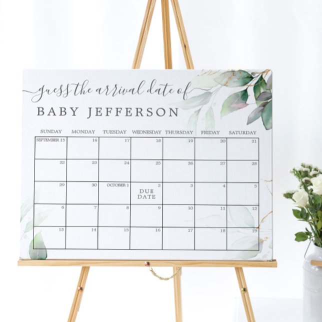 Póster Calendario de Conjetura de Fecha de Parto de Ducha (Subido por el creador)