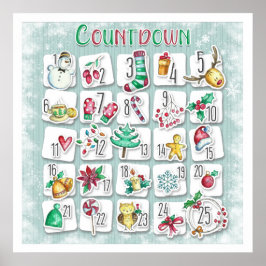 Póster Calendario de cuenta regresiva para Navidades