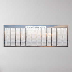 Póster Calendario de cumpleaños de amanecer en la playa