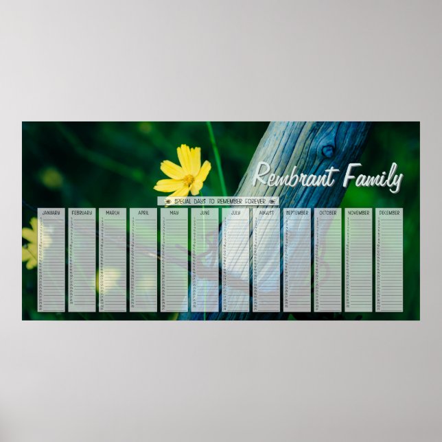 Póster Calendario de cumpleaños de la familia Fencepost d (Frente)