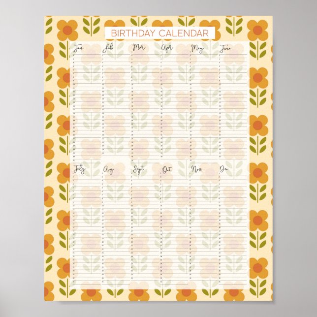 Póster Calendario de cumpleaños Evergreen permanente Kath (Frente)