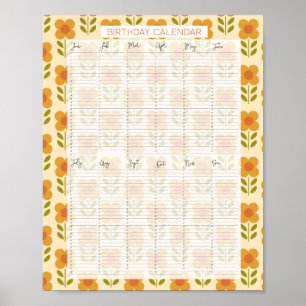 Póster Calendario de cumpleaños perenne Evergreen Kathrin