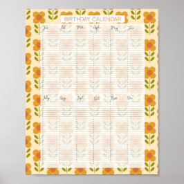 Póster Calendario de cumpleaños Perpetual Evergreen de Ka