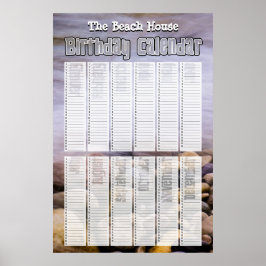 Póster Calendario de cumpleaños personalizado de playa