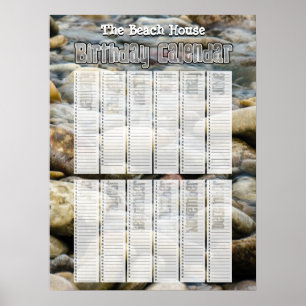 Póster Calendario de Cumpleaños Personalizado de Playa Pe