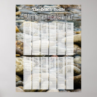 Póster Calendario de Cumpleaños Personalizado de Playa Pe