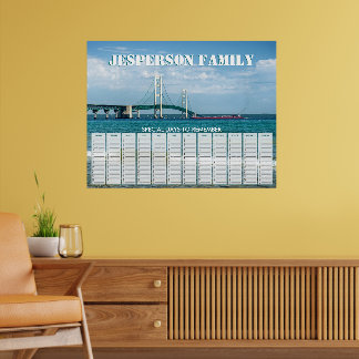 Póster Calendario de cumpleaños personalizado del puente 