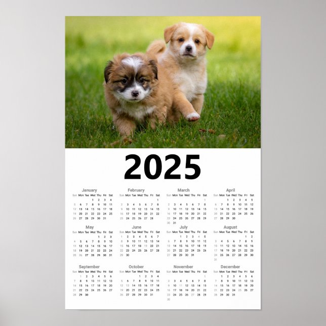 Póster Calendario de Cute Puppies 2025 (Frente)