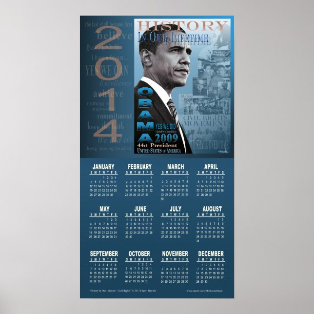 Póster Calendario de derechos civiles del presidente Bara (Frente)