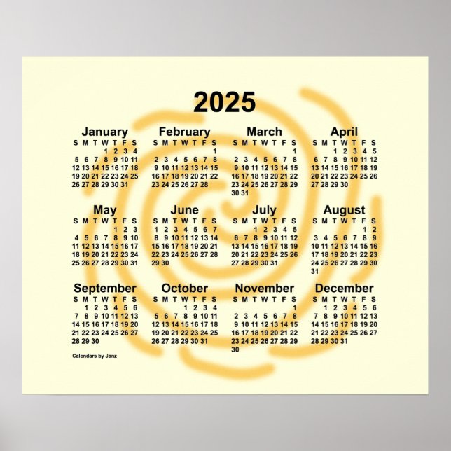 Póster Calendario de Días Soleados 2025 de Janz (Frente)