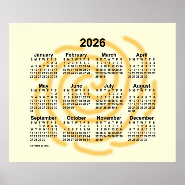 Póster Calendario de Días Soleados 2026 por Janz (Frente)