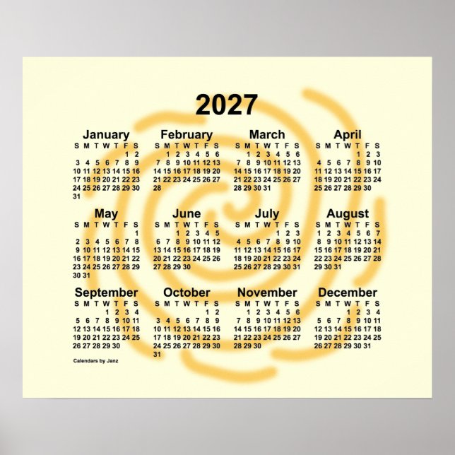 Póster Calendario de Días Soleados 2027 por Janz (Frente)